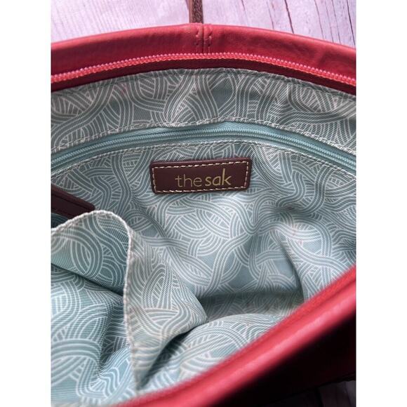 The Sak Iris Demi Orange Brown Pebble Leather Crossbody Shoulder Purse Bag - Picture 10 of 15